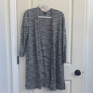 Talbots Charcoal Heather Open Front Cardigan